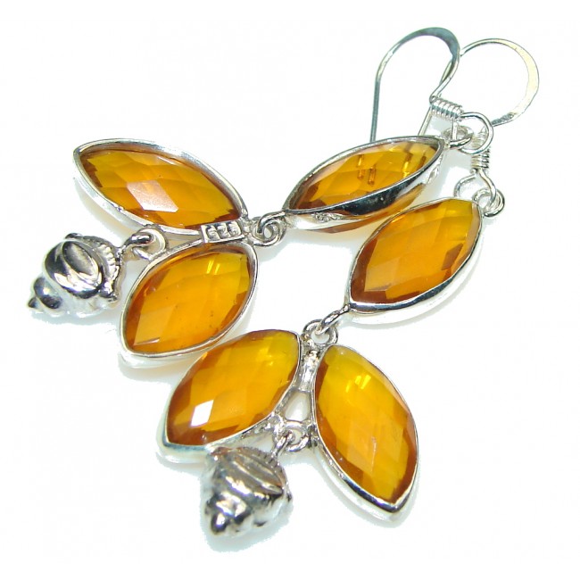 Excellent! Created Golden Topaz Sterling Silver Earrings