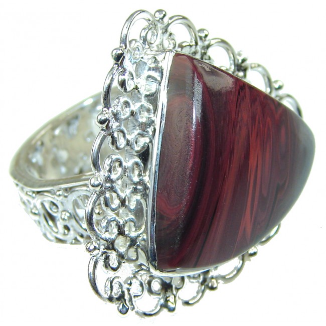 Fabulous Red Tigers Eye Sterling Silver Ring s. 10