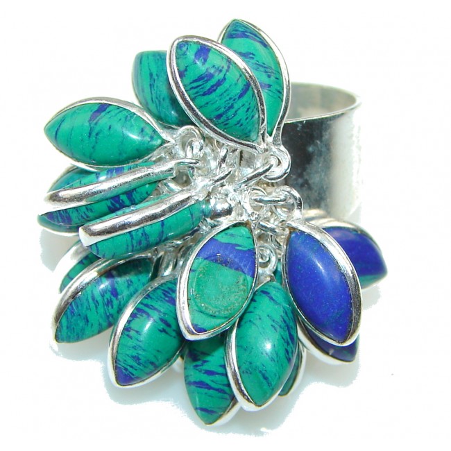 Fantastic Created Azurite Sterling Silver ring s. 8 1/2