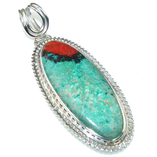 Big! Touch Of Life! Red Sonora Jasper Sterling Silver Pendant