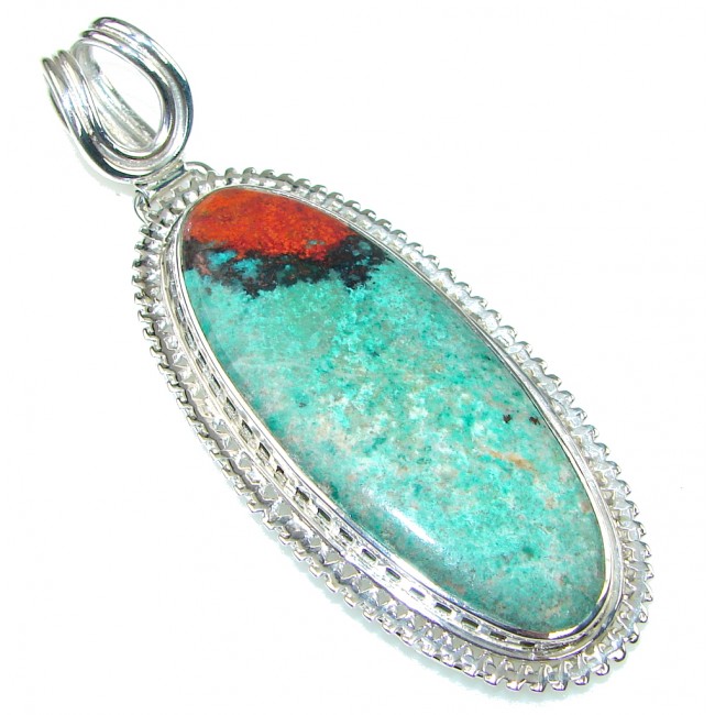 Big! Touch Of Life! Red Sonora Jasper Sterling Silver Pendant