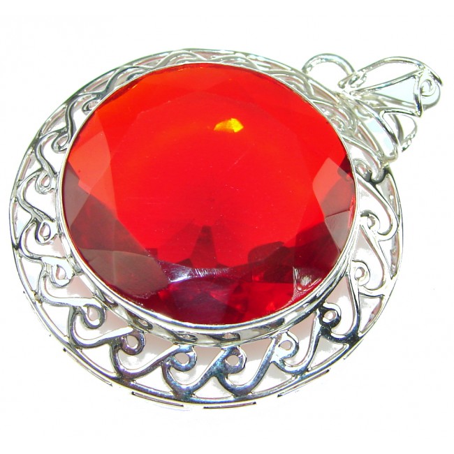Lovely! Created Red Garnet Sterling Silver Pendant