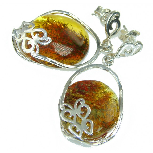 Beautiful! AAA Baltic Polish Amber Sterling Silver earrings