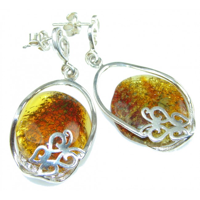 Beautiful! AAA Baltic Polish Amber Sterling Silver earrings