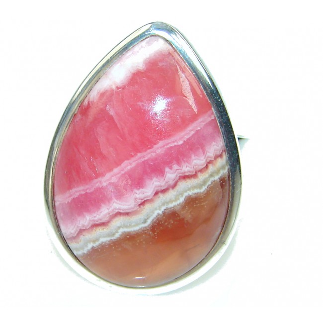 Simple Design! Pink Rhodochrosite Sterling Silver ring s. 8