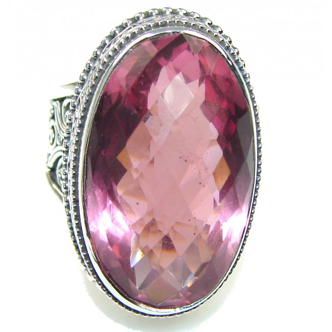 Awesome! Created Pink Sapphire Sterling Silver ring s. 7