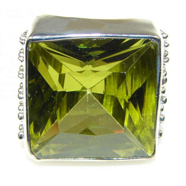 Amazing Yellow Cubic Zirconia Sterling Silver Ring s. 10