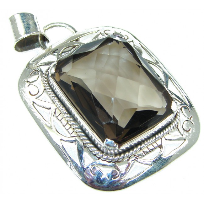 Awesome Design! Brown Smoky Topaz Sterling Silver Pendant