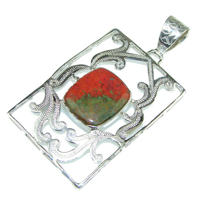 Excellent Look Of Red Sonora Jasper Sterling Silver Pendant