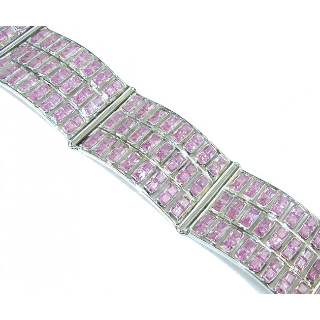 Princess Style! Created Pink Topaz Sterling Silver Bracelet