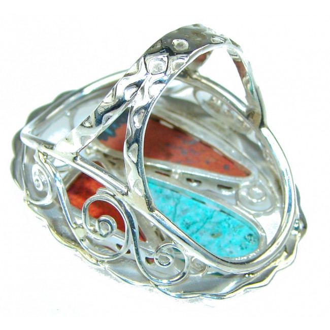 Big! Excellent Red Sonora Jasper Sterling Silver ring s. 9