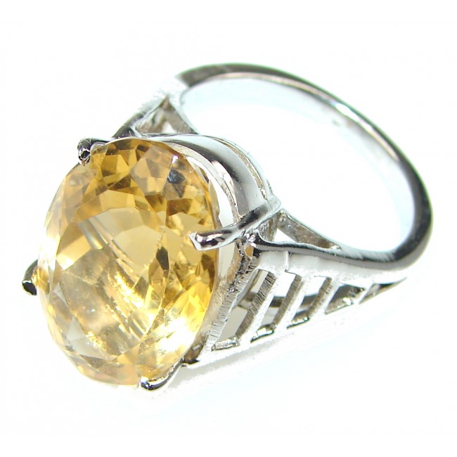 Genuine! Natural Yellow Citrine Sterling Silver Ring s. 7