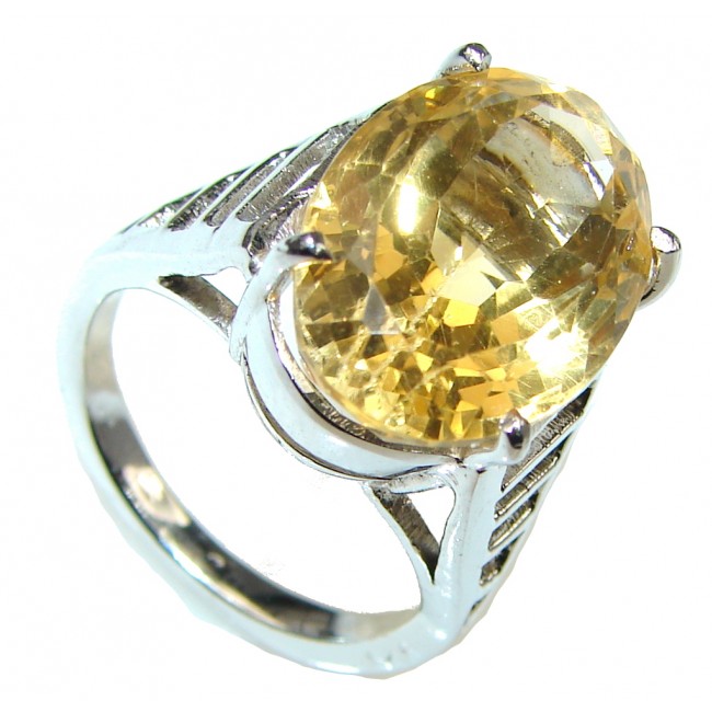 Genuine! Natural Yellow Citrine Sterling Silver Ring s. 7