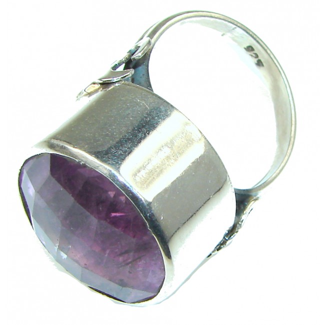 Big! Special Moment! Purple Amethyst Sterling Silver Ring s. 10