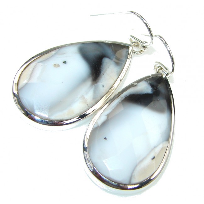 Fabulous Gray Ocean Jasper Sterling Silver earrings