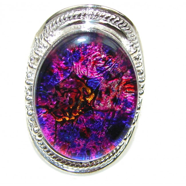 Bali Secret! Dichroid Glass Sterling Silver Ring s. 10