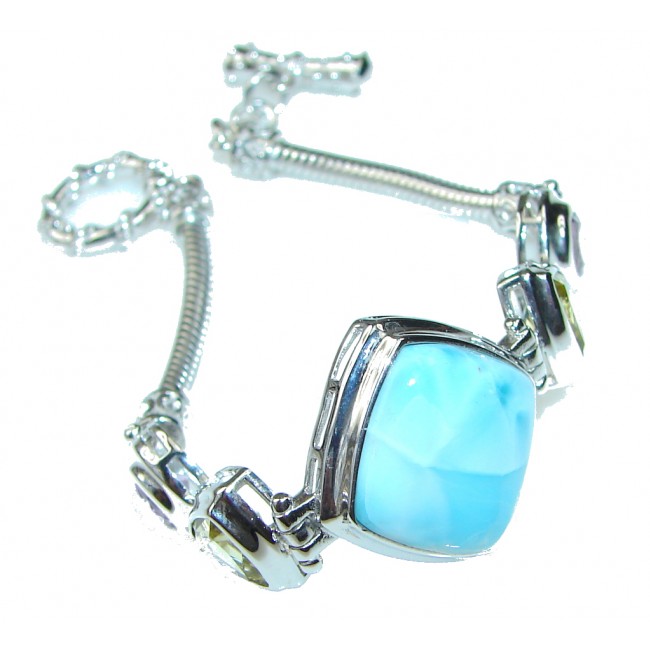 Magic Sea! Light Blue Larimar Sterling Silver Bracelet