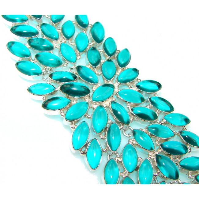 Fabulous! Created Emerald Color Quartz Sterling Silver Bracelet