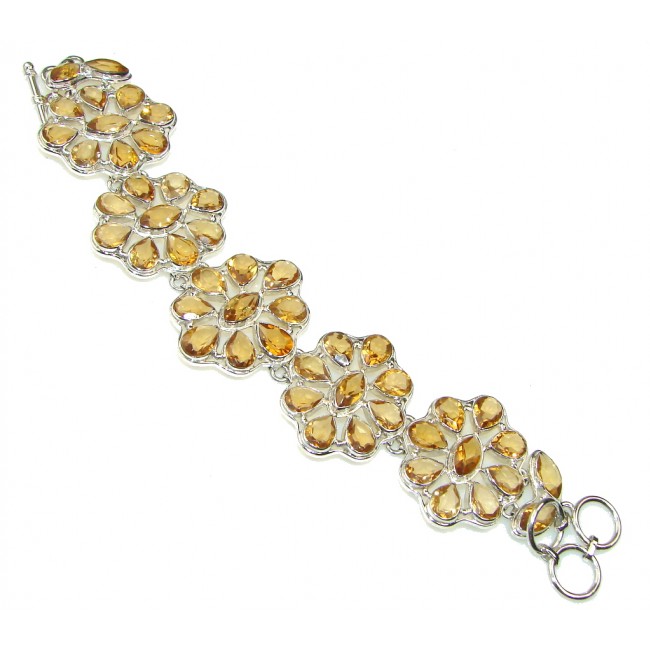 Touch Of Life! Yellow Citrine Sterling Silver Bracelet