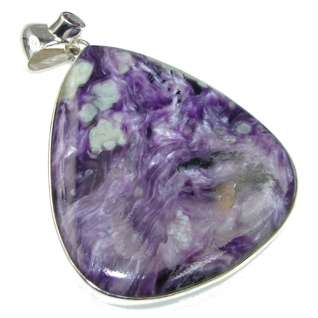 Large! Stylish Purple Tiffany Jasper Sterling Silver Pendant