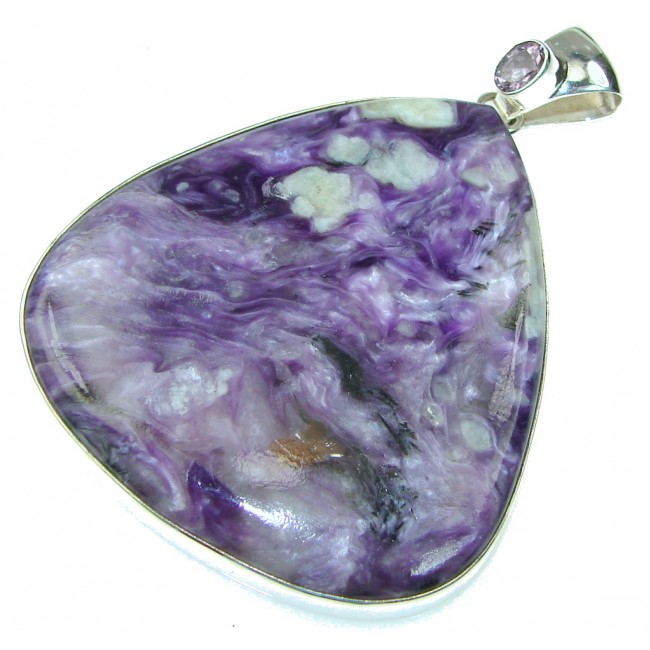 Large! Stylish Purple Tiffany Jasper Sterling Silver Pendant