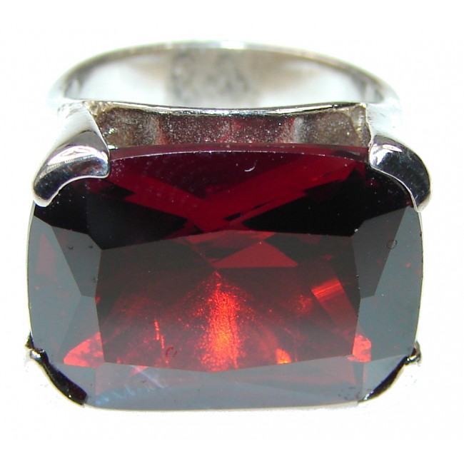 Love Power! Created Red Garnet Sterling Silver ring s. 6