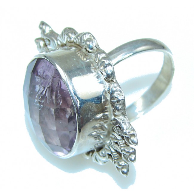 Big! Delicate Purple Amethyst Sterling Silver ring s. 8 1/4
