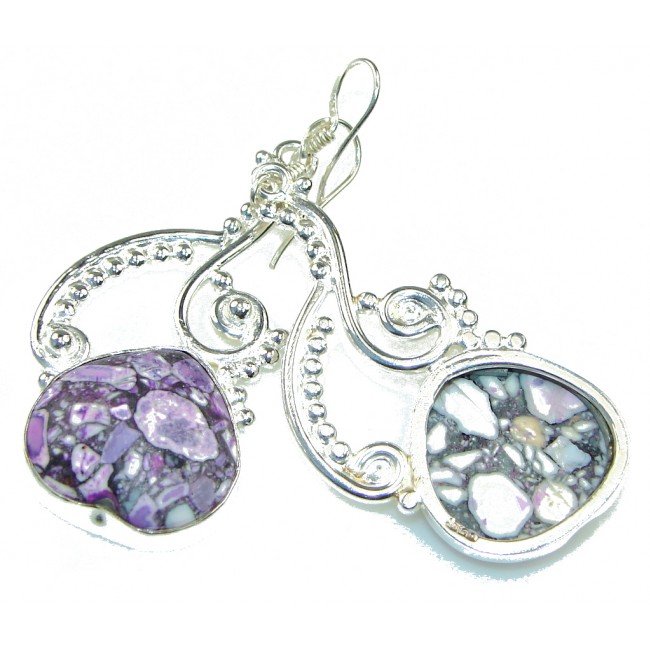 Classy! Dyed Purple Crinoid Fossil Sterling Silver earrings
