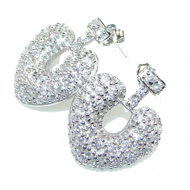 Lovely Heart! White Topaz Sterling Silver earrings