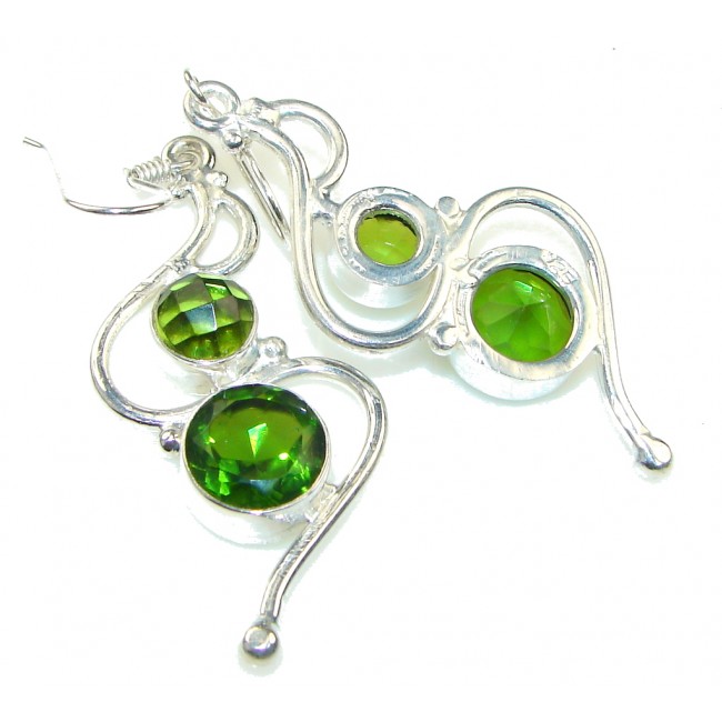 Path Of Life! Created Green Peridot Sterling Silver earrings