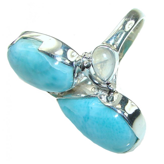 Color Of The Ocean! AAA Blue Larimar Sterling Silver Ring s. 8 1/2