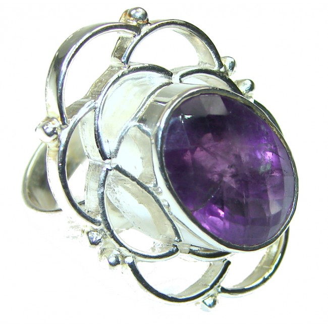 Big! Royalty! Purple Amethyst Sterling Silver Ring s. 8