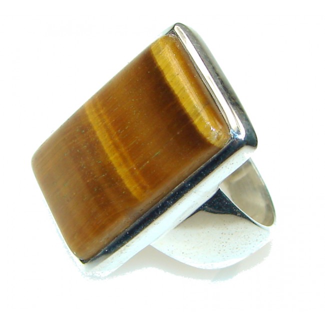 Simple Style! Tiger's Eye Sterling Silver ring s.8