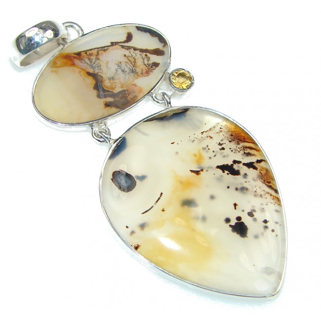Big! Outstanding Style! Scentic Agate Sterling Silver Pendant