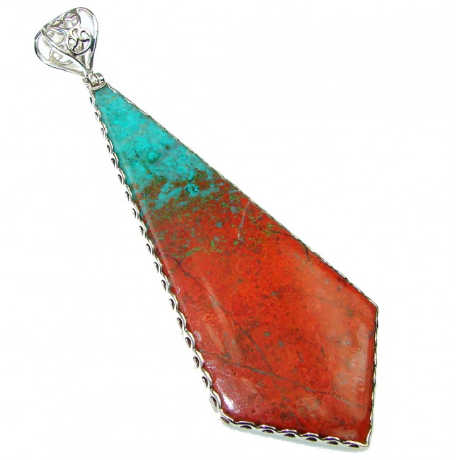 Large! Natural Red Sonora Jasper Sterling Silver Pendant