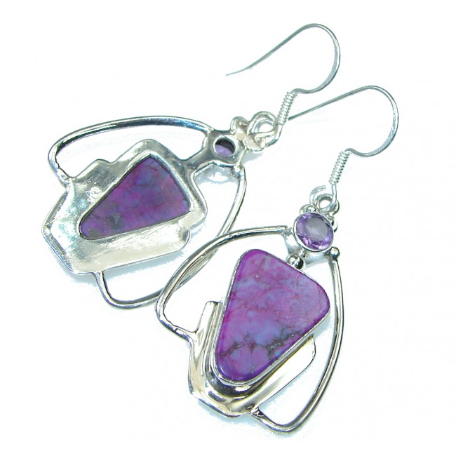 Lavender Kiss! Purple Turquoise, Amethyst Sterling Silver earrings