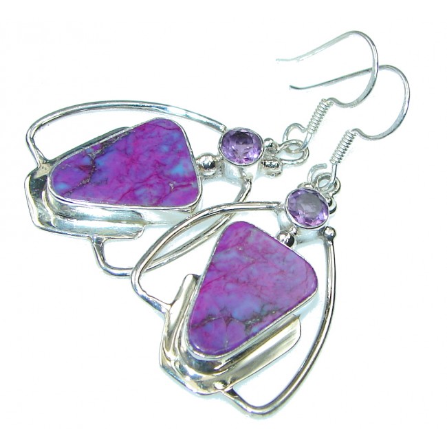 Lavender Kiss! Purple Turquoise, Amethyst Sterling Silver earrings