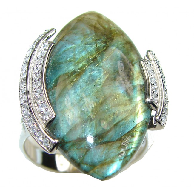Faith In Love! Blue Labradorite Sterling Silver ring s. 11 1/4