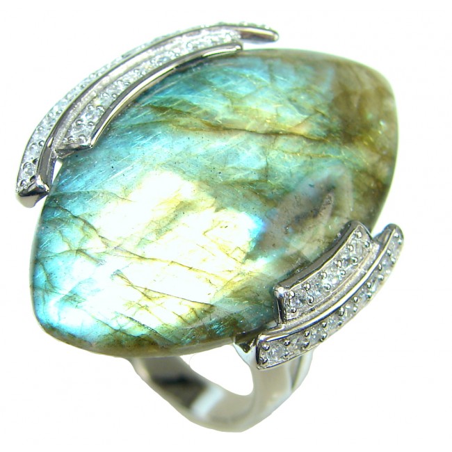 Faith In Love! Blue Labradorite Sterling Silver ring s. 11 1/4