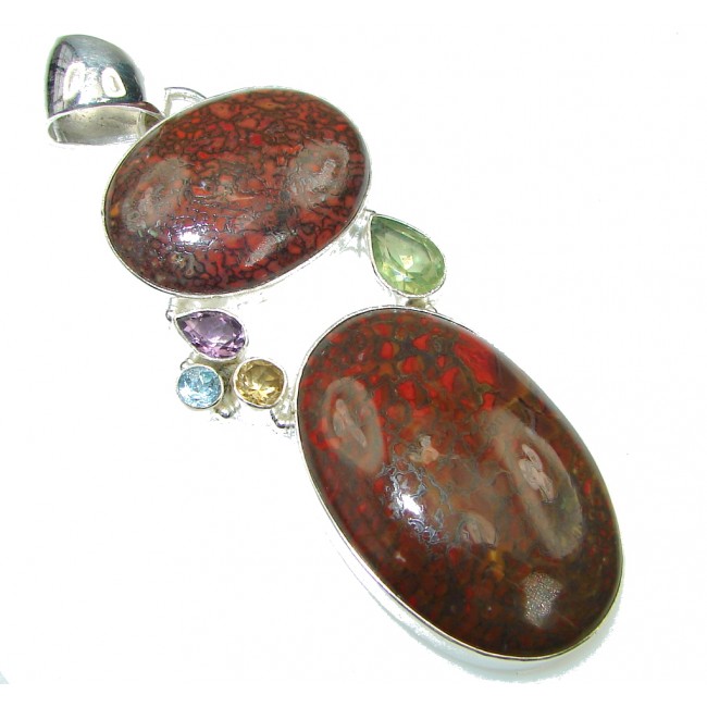 Large! Opening Night! Red Bloodstone Sterling Silver Pendant