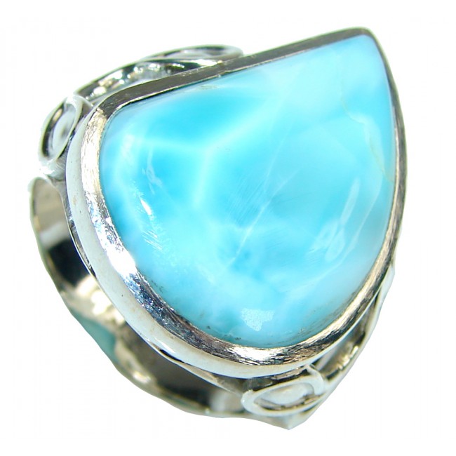 Dawn Sky! AAA Blue Larimar Sterling Silver Ring s. 8 1/2
