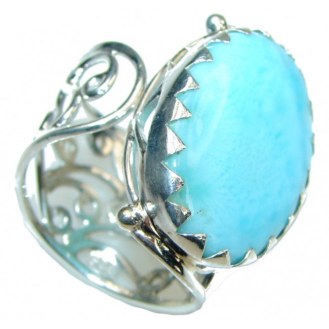 Pacific Glory! AAA Blue Larimar Sterling Silver Ring s. 8 - Adjustable