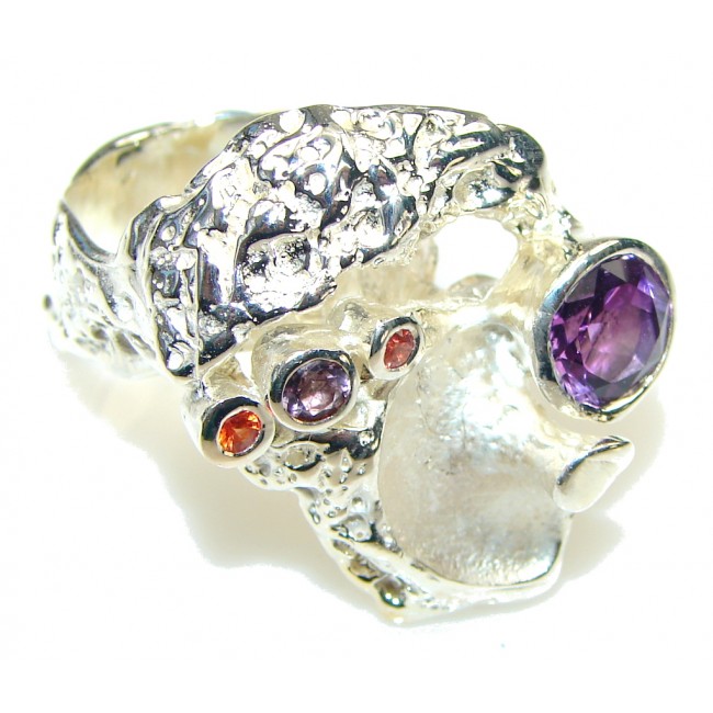 Big!! Delicate Italy Made Purple Amethyst Sterling Silver ring; 8