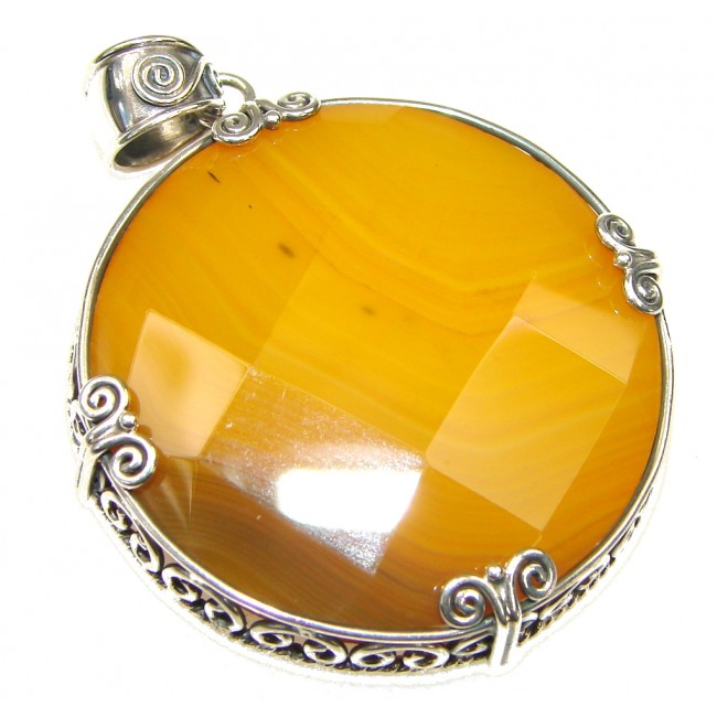 Simple Yellow Agate Sterling Silver Pendant