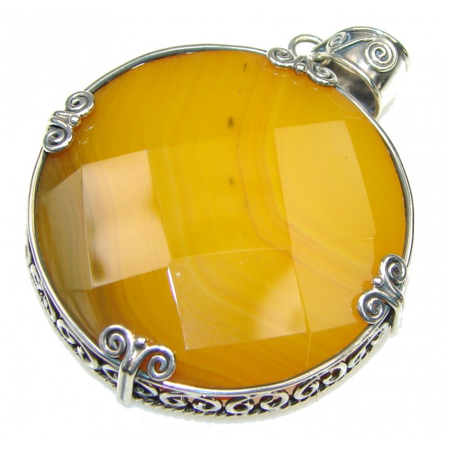 Simple Yellow Agate Sterling Silver Pendant