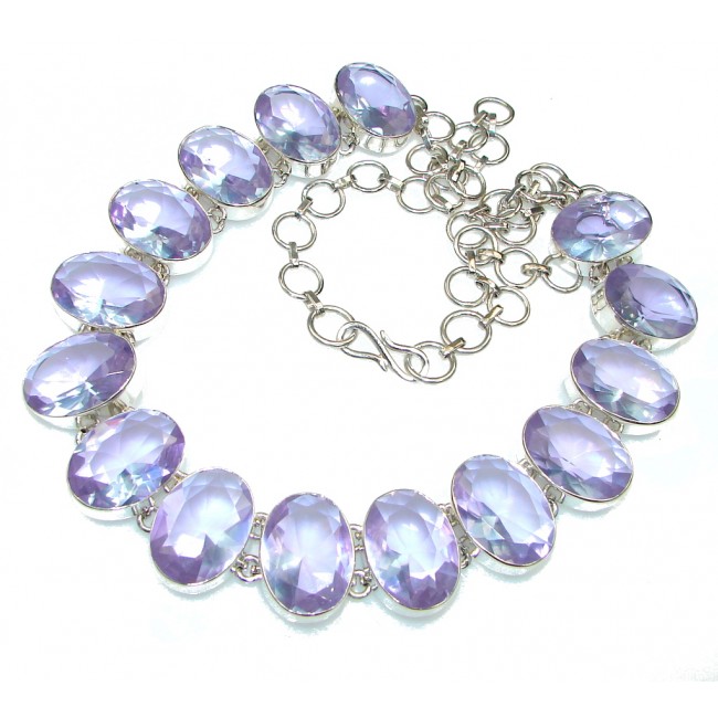 Tropical Glow! Created Tanzanite Sterling Silver necklace