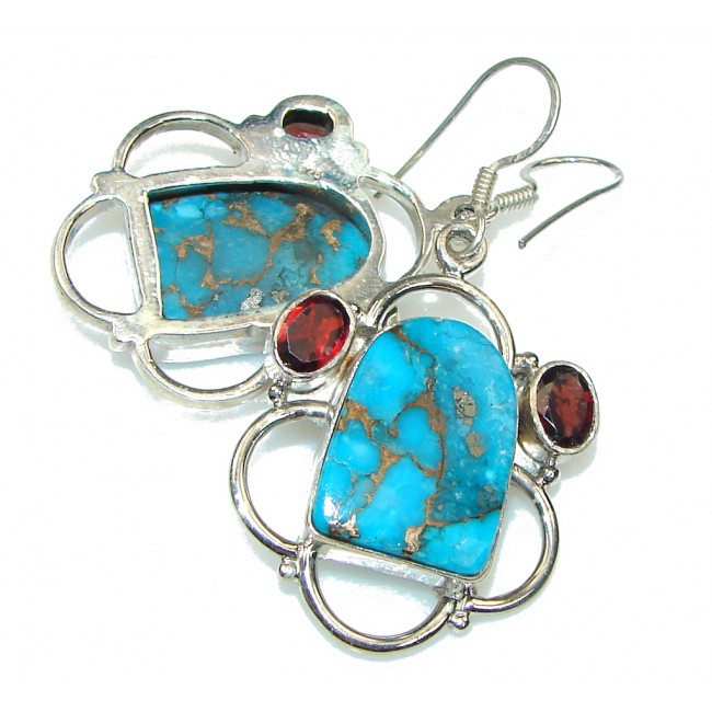 Frost Breeze! Copper Turquoise Sterling Silver earrings