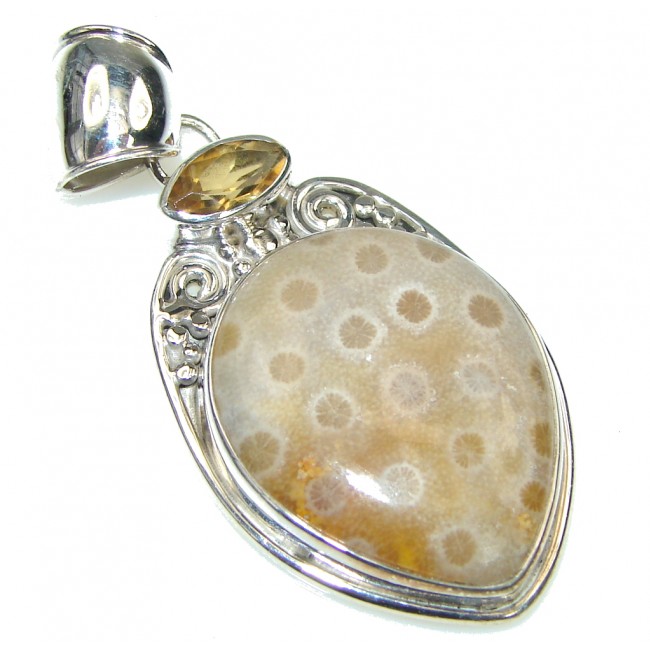 Secret Style! Fossilized Coral Sterling Silver pendant
