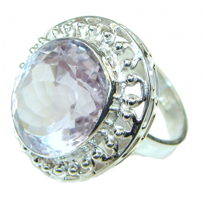 Sweetness And Poetic Romance!! Light Pink Amethyst Sterling Silver Ring s. 8