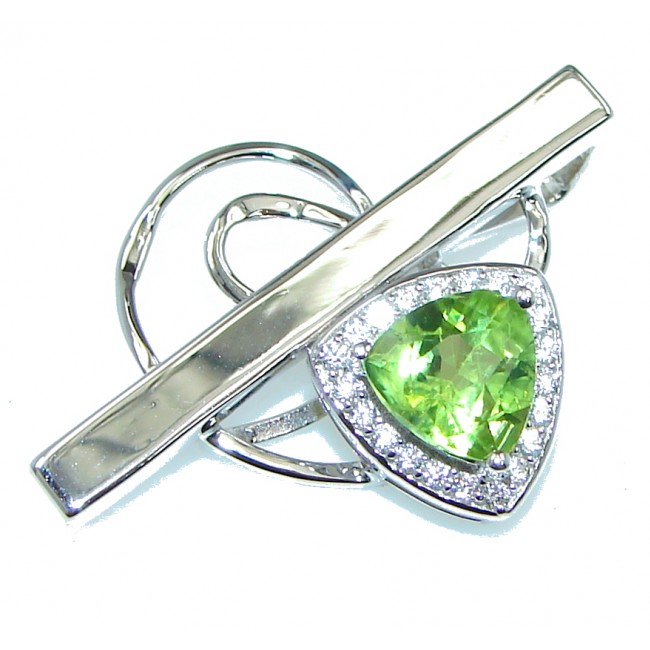 Delicate! Green Peridot & White Topaz Sterling Silver Pendant